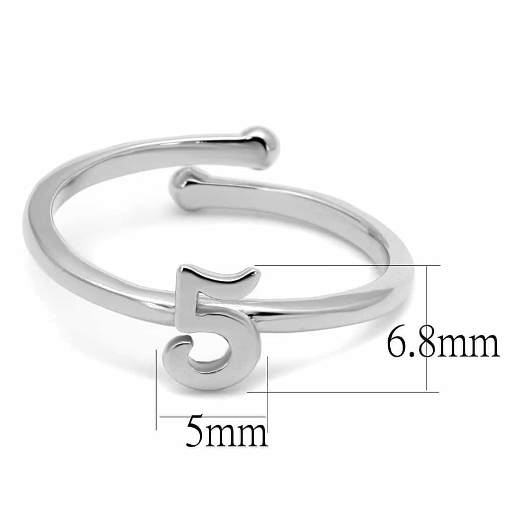 Brass Silver Script Number 5 Toe Ring | The Stainless Jewelry view 2