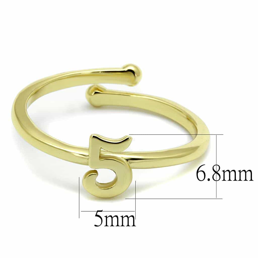 Brass Gold Script Number 5 Toe Ring | The Stainless Jewelry view 2