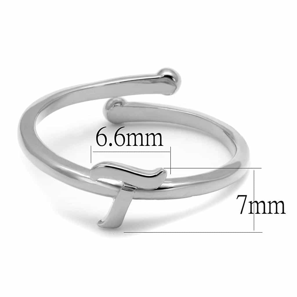 Brass Silver Script Letter T Initial Toe Ring LO4017 view 2