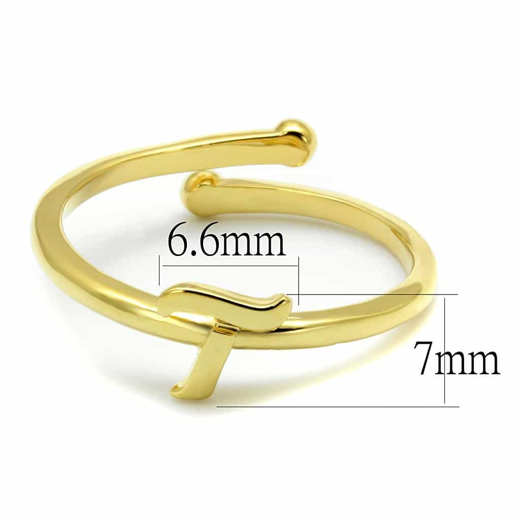 Brass Gold Script Letter T Initial Toe Ring LO4018 view 2