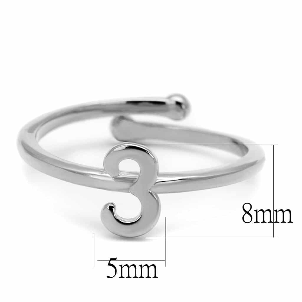 Brass Silver Script Number 3 Toe Ring | The Stainless Jewelry view 2