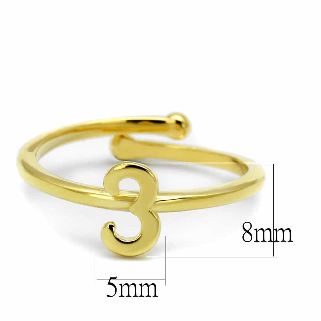 Brass Gold Script Number 3 Toe Ring | The Stainless Jewelry view 2