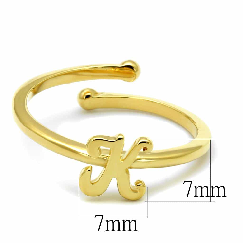 Brass Gold Script Letter K Initial Toe Ring view 2