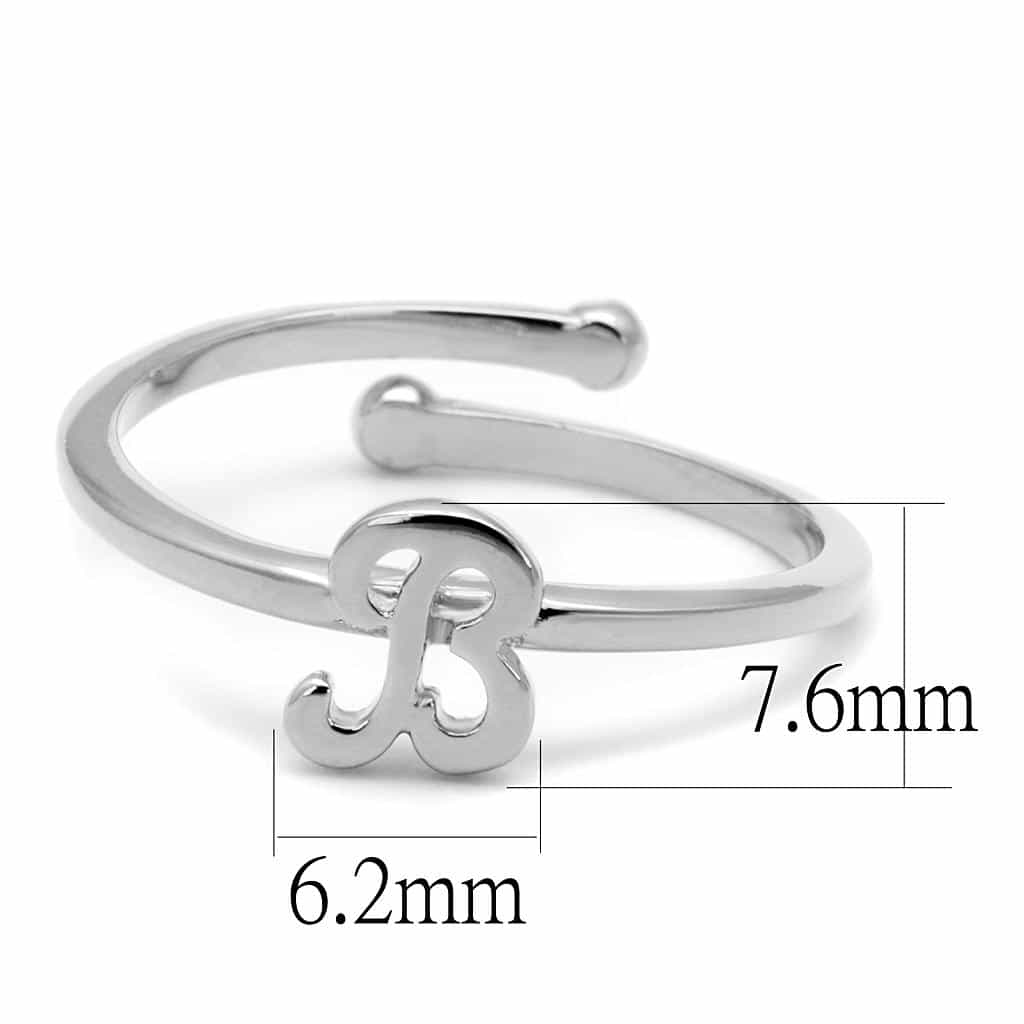 Brass Silver Script Letter B Initial Toe Ring view 2