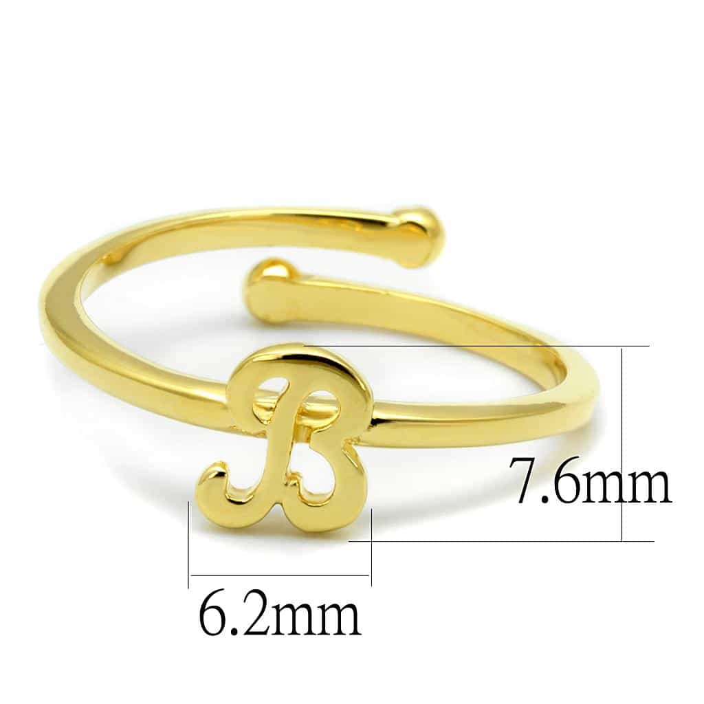 Brass Gold Script Letter B Initial Toe Ring view 2