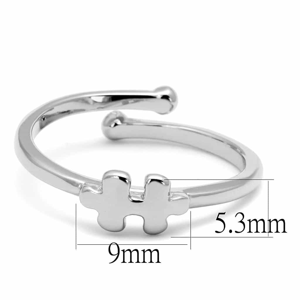 Brass Silver Script Hashtag Symbol Toe Ring view 2
