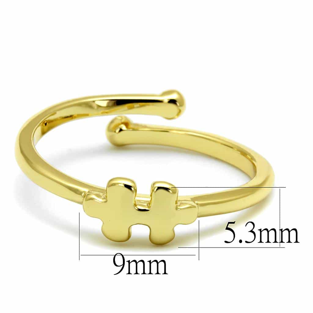 Brass Gold Script Hashtag Symbol Toe Ring | The Stainless Jewelry view 2