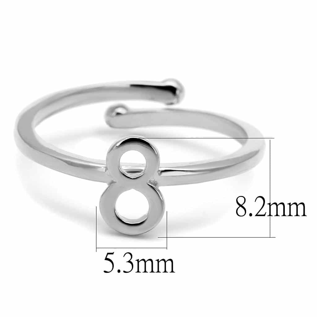 Brass Silver Script Number 8 Toe Ring | The Stainless Jewelry view 2