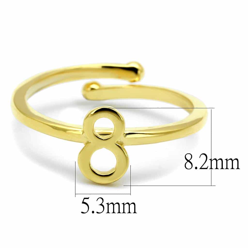 Brass Gold Script Number 8 Toe Ring | The Stainless Jewelry view 2