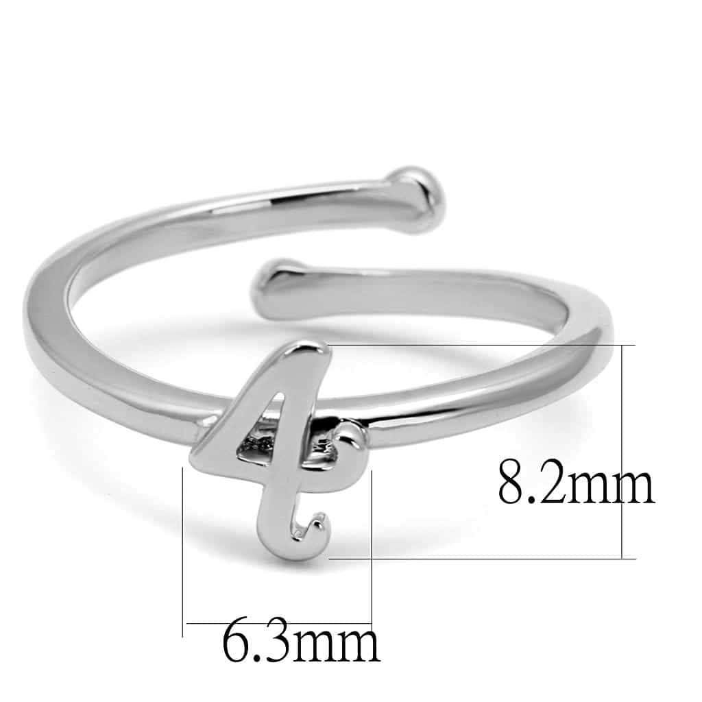 Brass Silver Script Number 4 Toe Ring | The Stainless Jewelry view 2