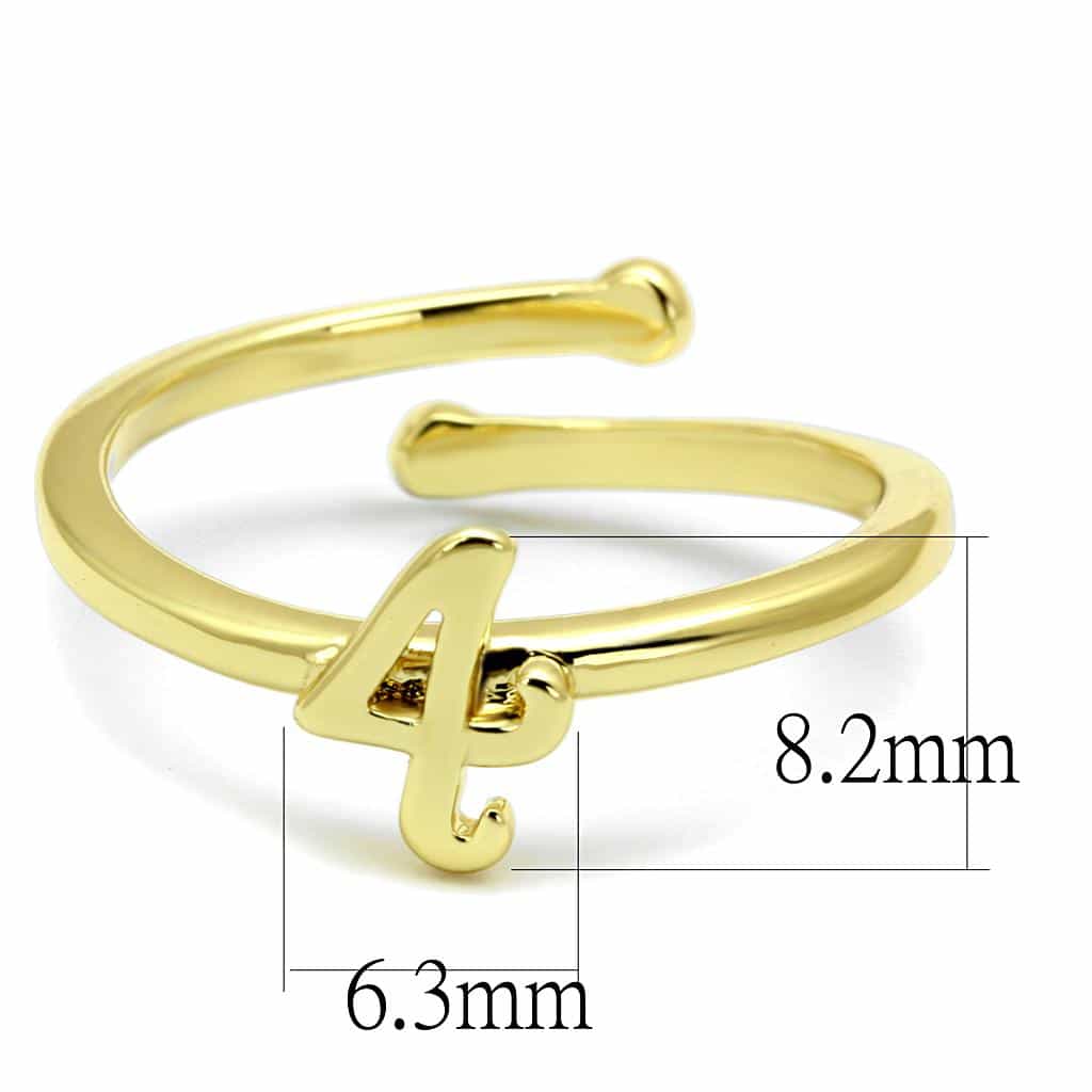 Brass Gold Script Number 4 Toe Ring | The Stainless Jewelry view 2