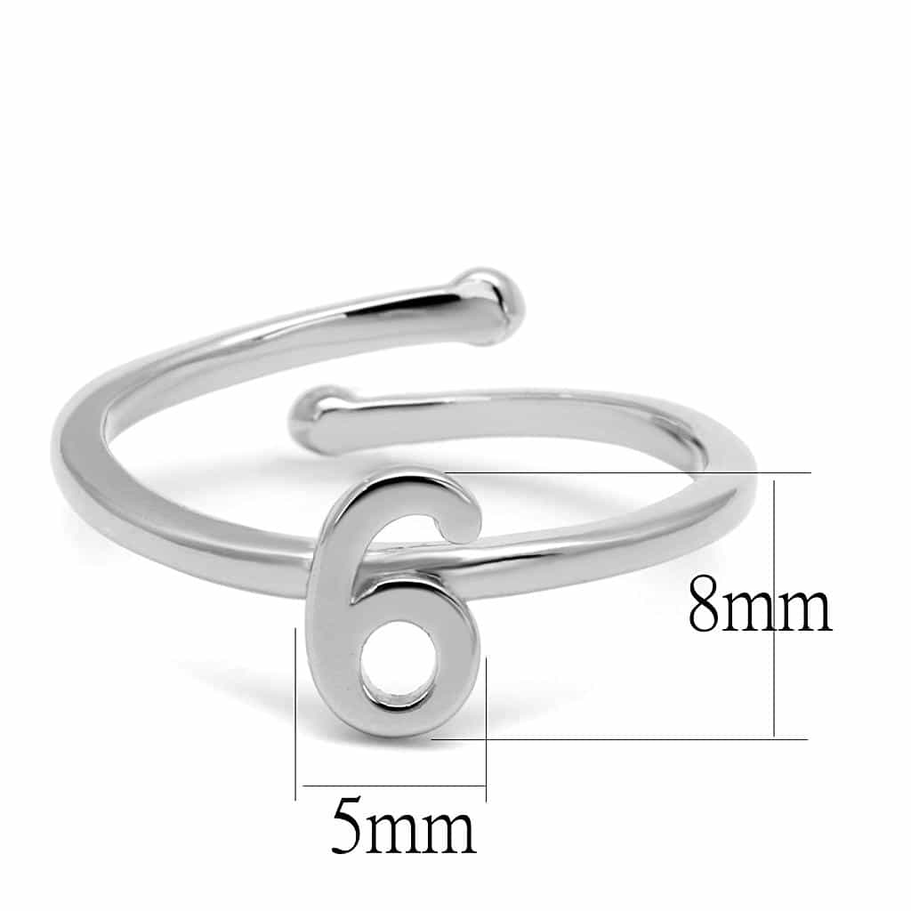 Brass Silver Script Number 6 Toe Ring | The Stainless Jewelry view 2