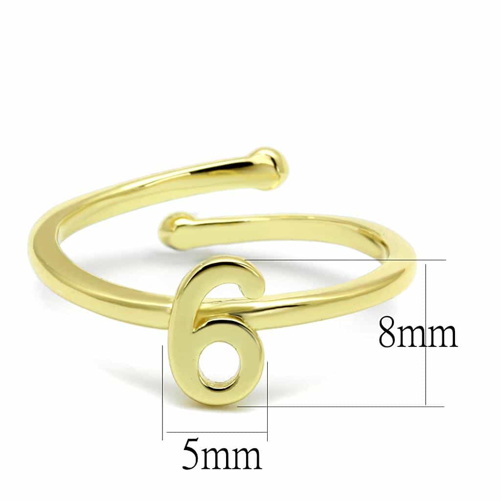 Brass Gold Script Number 6 Toe Ring | The Stainless Jewelry view 2