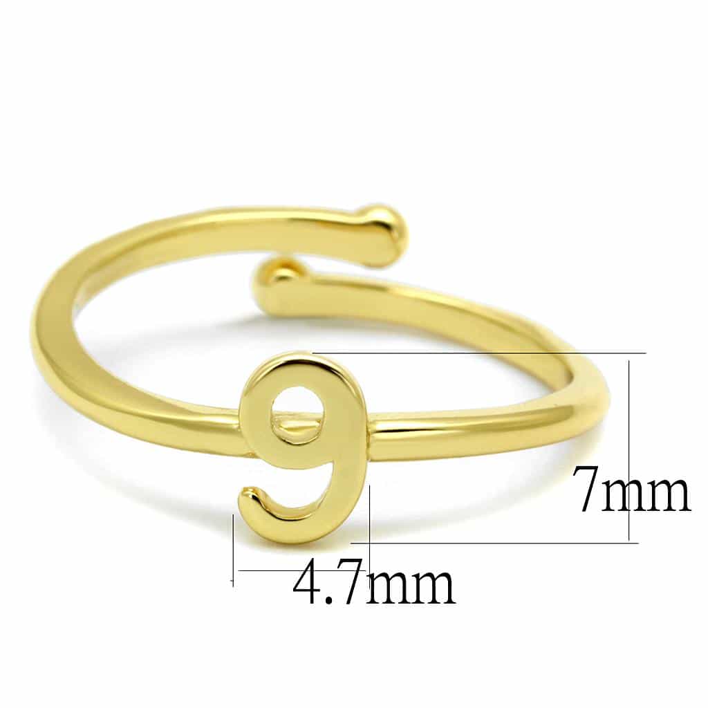 Brass Gold Script Number 9 Toe Ring LO4038 view 2