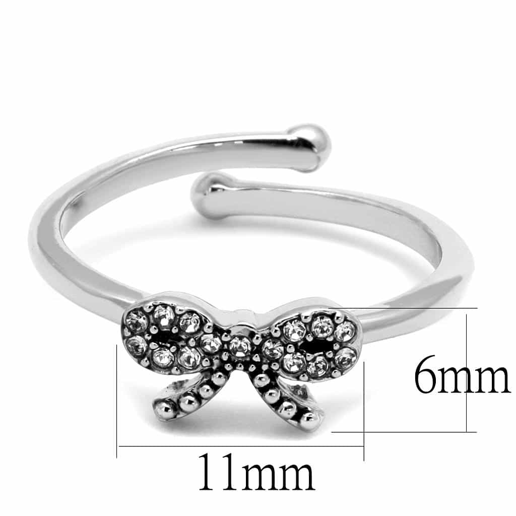 Brass Silver CZ Pave Bow Ribbon Toe Ring | The Stainless Jewelry view 2