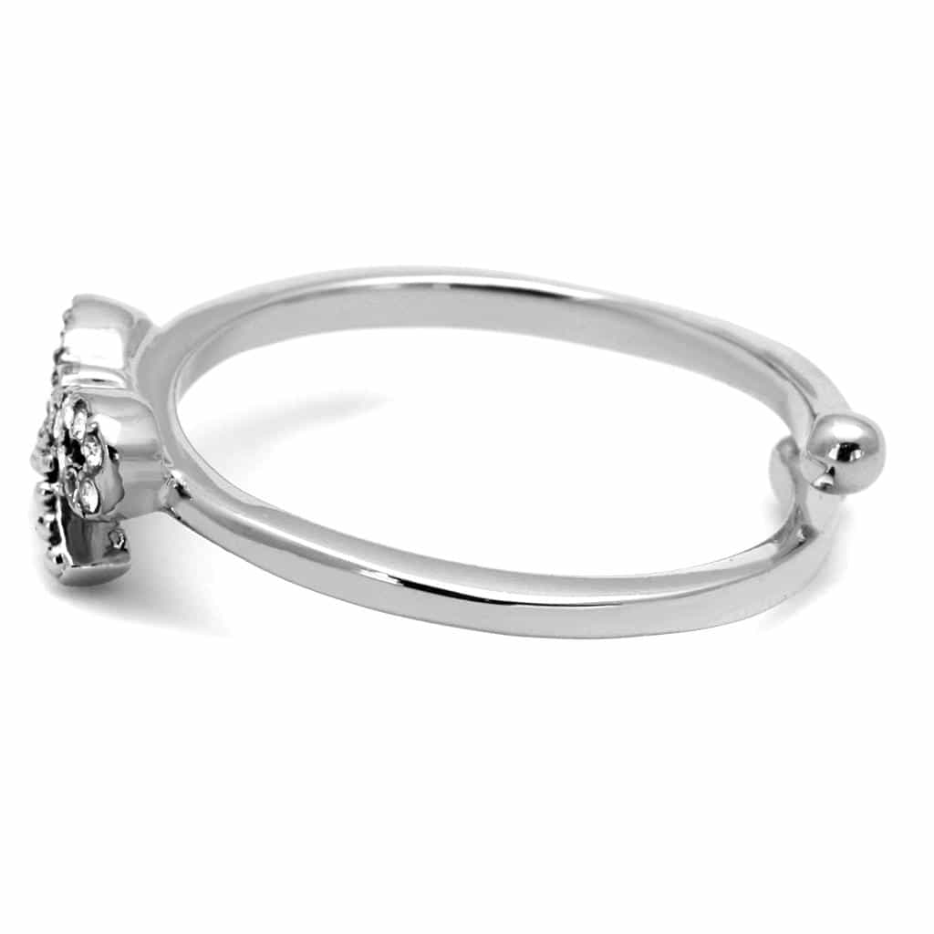Brass Silver CZ Pave Bow Ribbon Toe Ring | The Stainless Jewelry view 3