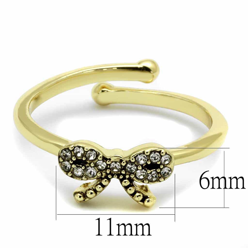 Brass Gold CZ Pave Bow Ribbon Toe Ring | The Stainless Jewelry view 2