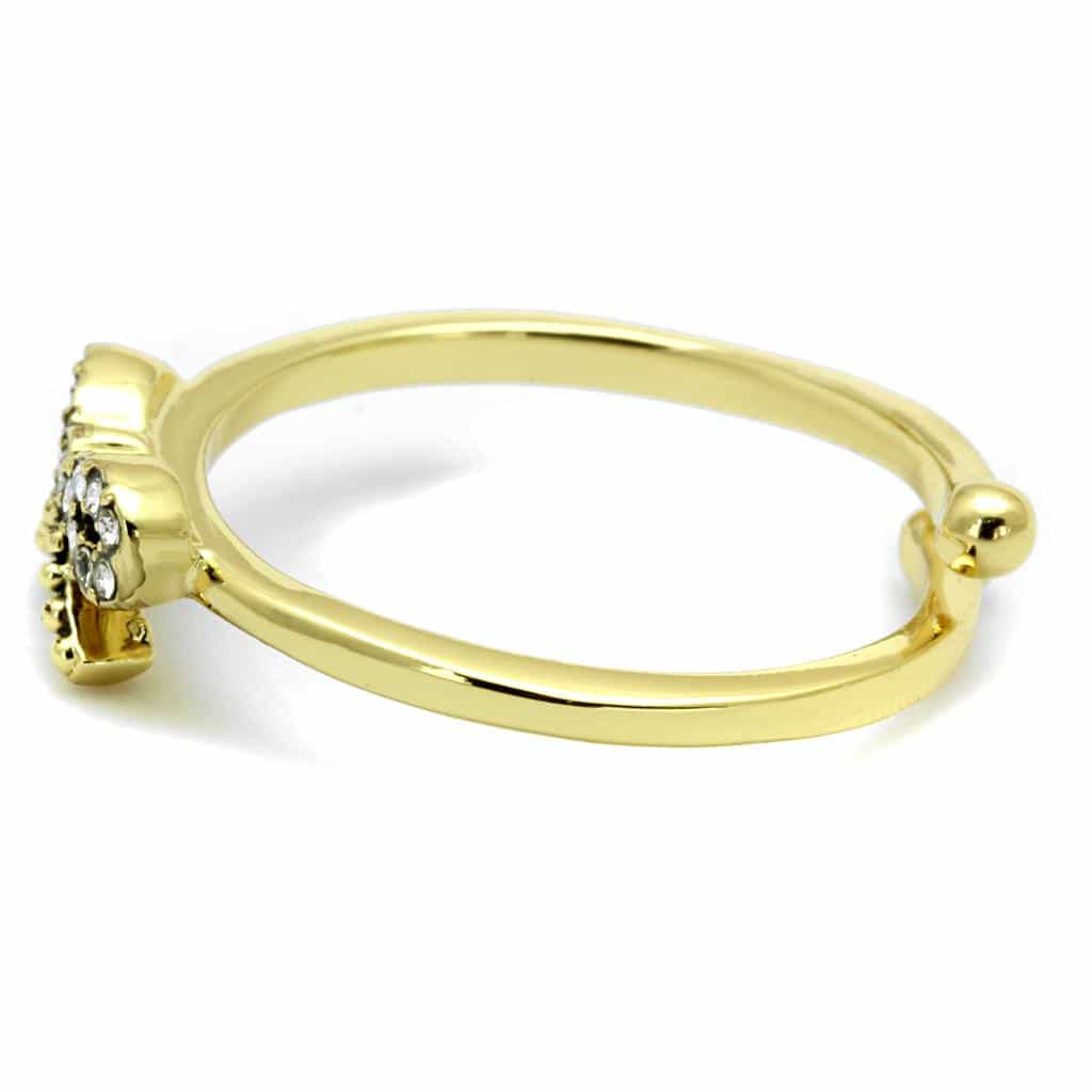 Brass Gold CZ Pave Bow Ribbon Toe Ring | The Stainless Jewelry view 3