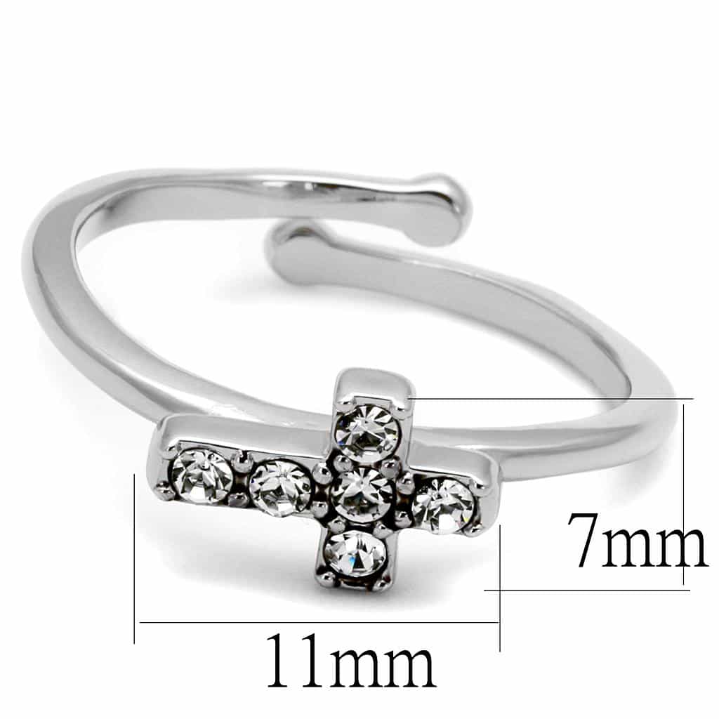 Brass Silver CZ Cross Adjustable Toe Ring | The Stainless Jewelry view 2