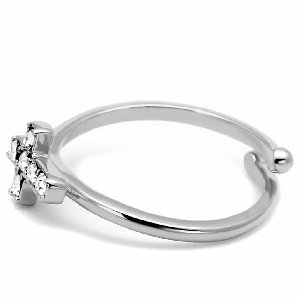 Brass Silver CZ Cross Adjustable Toe Ring | The Stainless Jewelry view 3