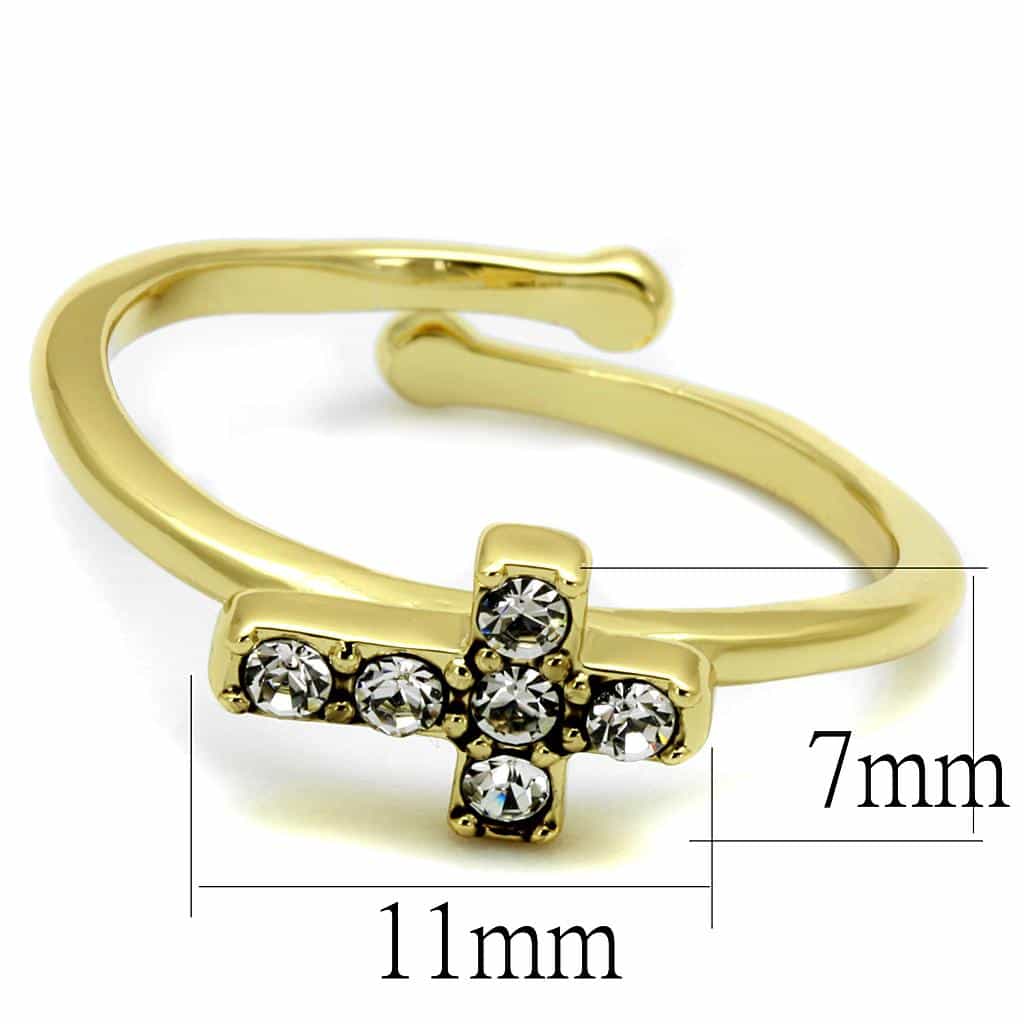 Brass Gold CZ Cross Adjustable Toe Ring | The Stainless Jewelry view 2