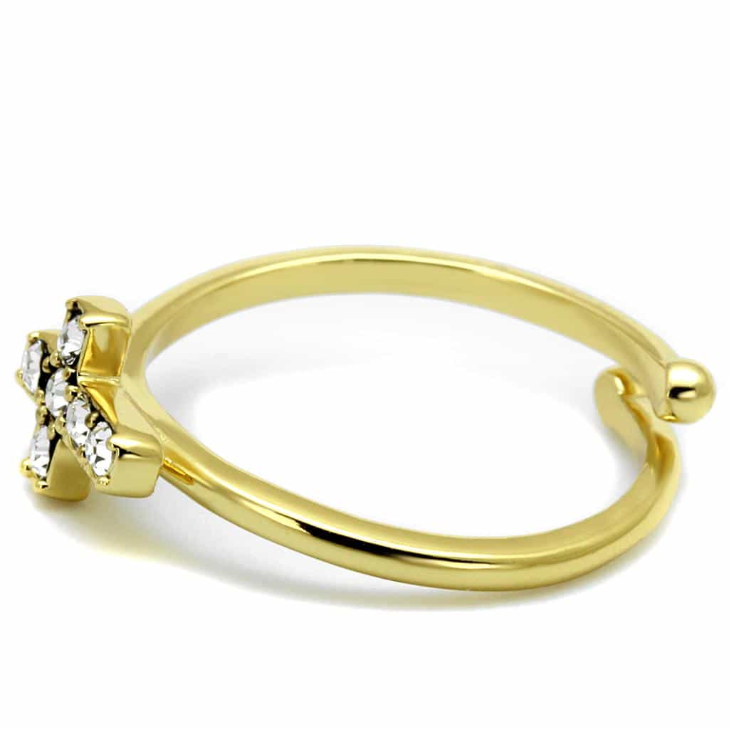 Brass Gold CZ Cross Adjustable Toe Ring | The Stainless Jewelry view 3