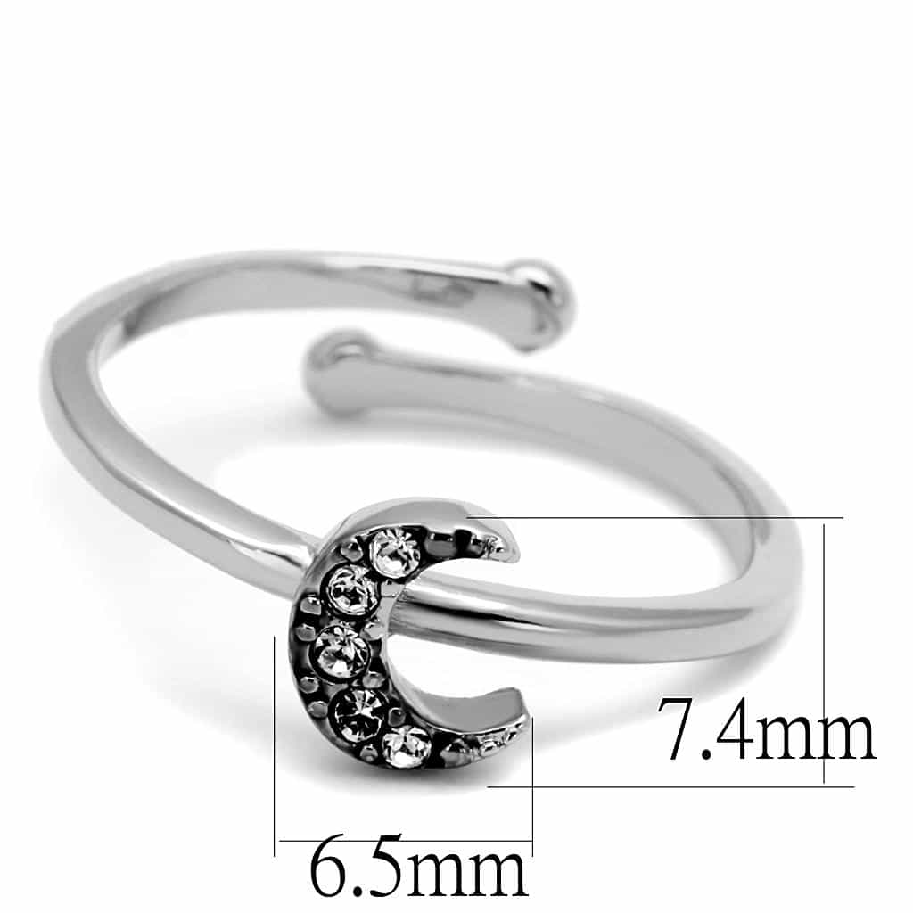Brass Silver CZ Crescent Moon Toe Ring | The Stainless Jewelry view 2