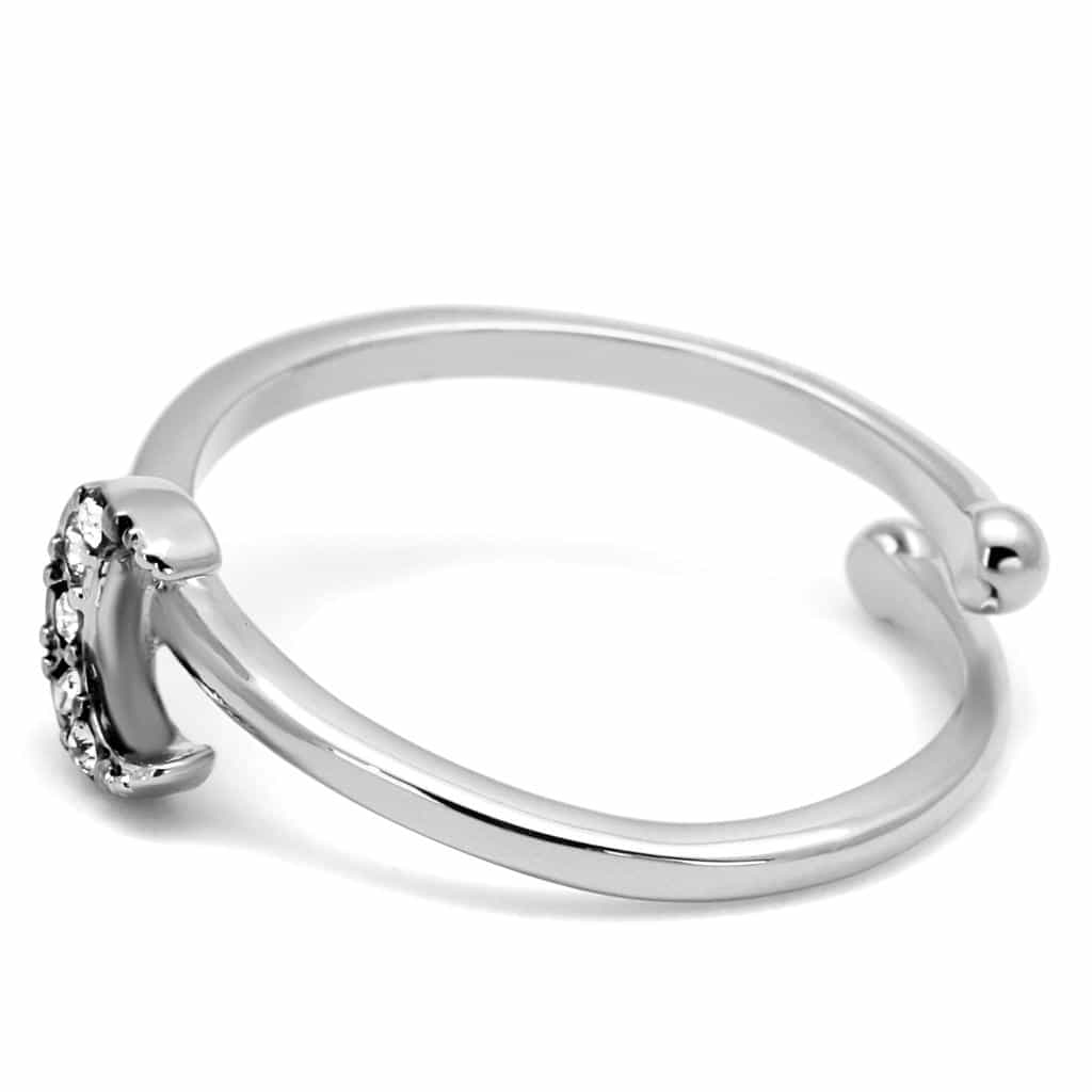 Brass Silver CZ Crescent Moon Toe Ring | The Stainless Jewelry view 3