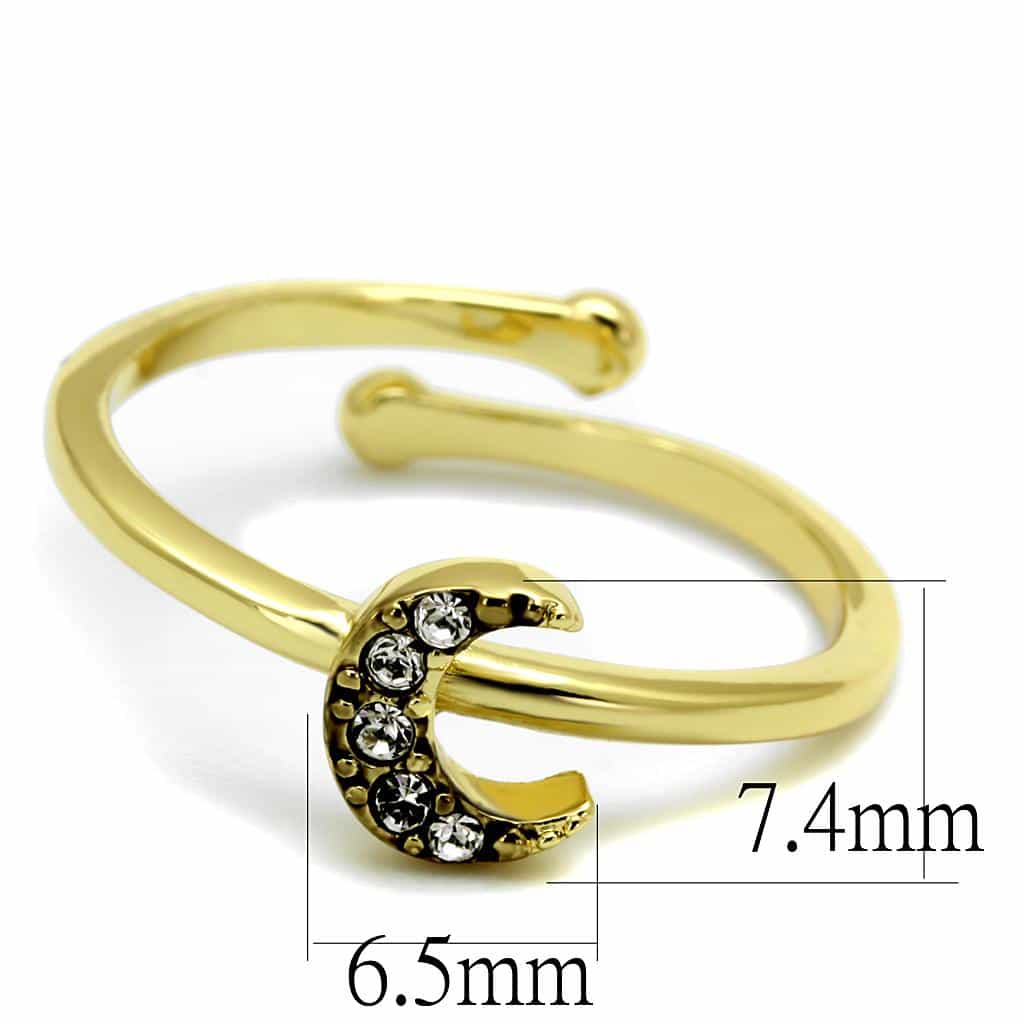 Brass Gold CZ Crescent Moon Toe Ring | The Stainless Jewelry view 2