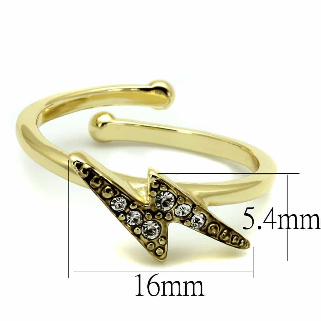 Brass Gold CZ Lightning Bolt Toe Ring | The Stainless Jewelry view 2