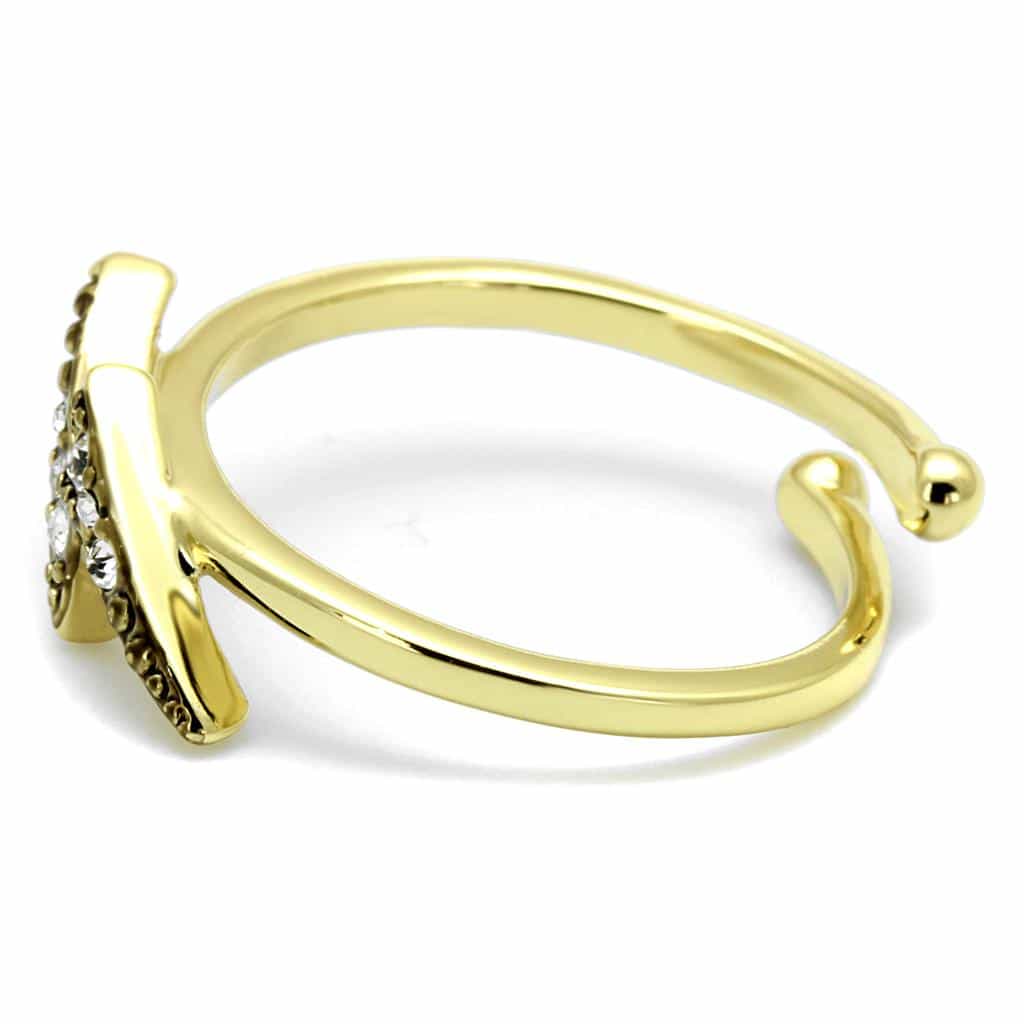 Brass Gold CZ Lightning Bolt Toe Ring | The Stainless Jewelry view 3