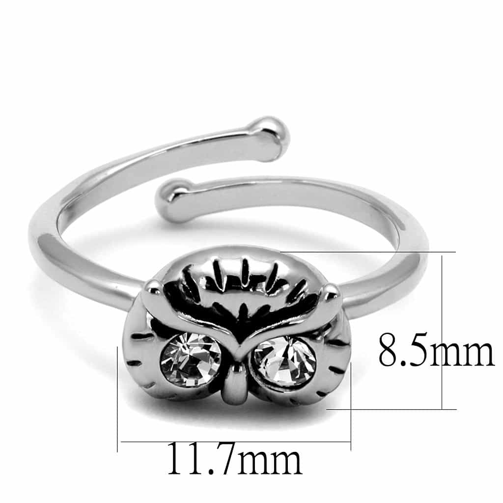 Brass Silver CZ Owl Adjustable Toe Ring | The Stainless Jewelry view 2