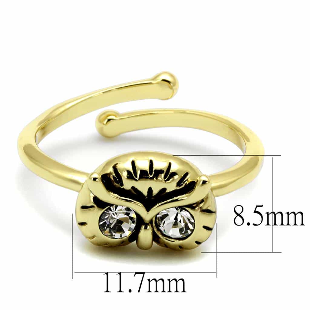 Brass Gold CZ Owl Adjustable Toe Ring | The Stainless Jewelry view 2