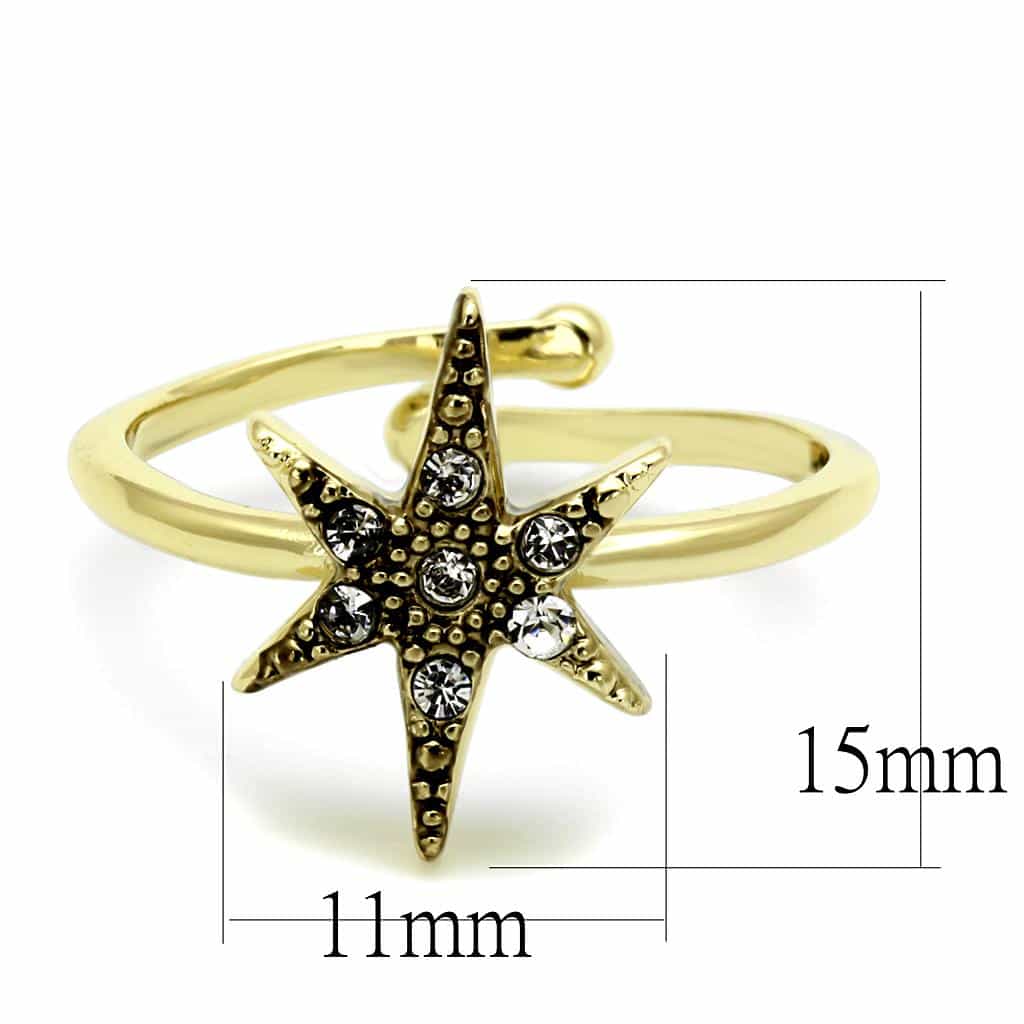 Brass Gold CZ Starburst Star Toe Ring | The Stainless Jewelry view 2