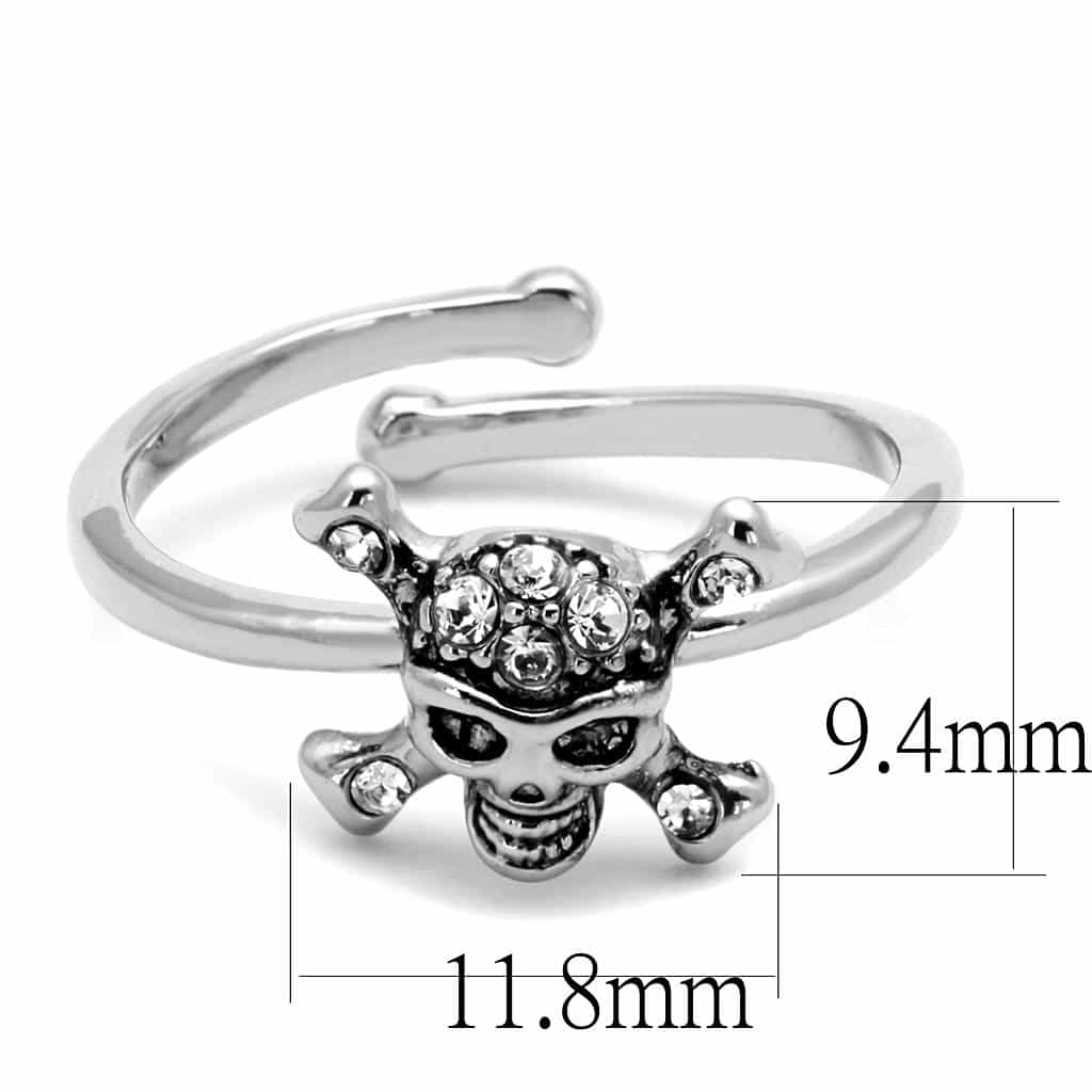 Brass Silver CZ Skull Crossbones Toe Ring | The Stainless Jewelry view 2
