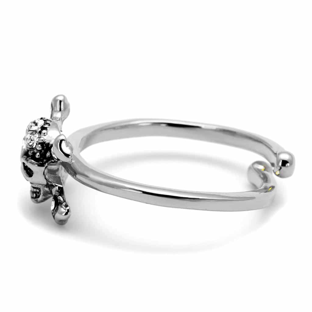Brass Silver CZ Skull Crossbones Toe Ring | The Stainless Jewelry view 3