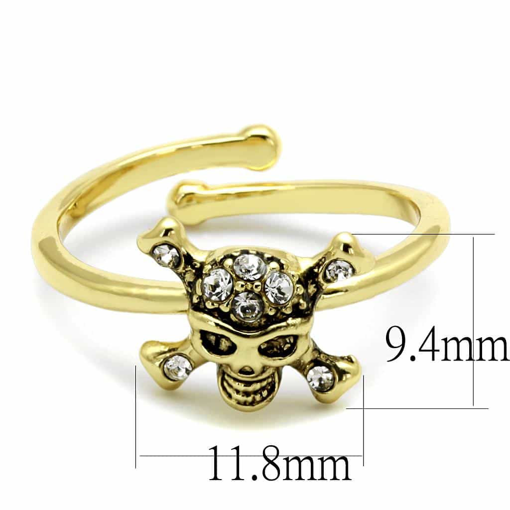 Brass Gold CZ Skull Crossbones Toe Ring | The Stainless Jewelry view 2