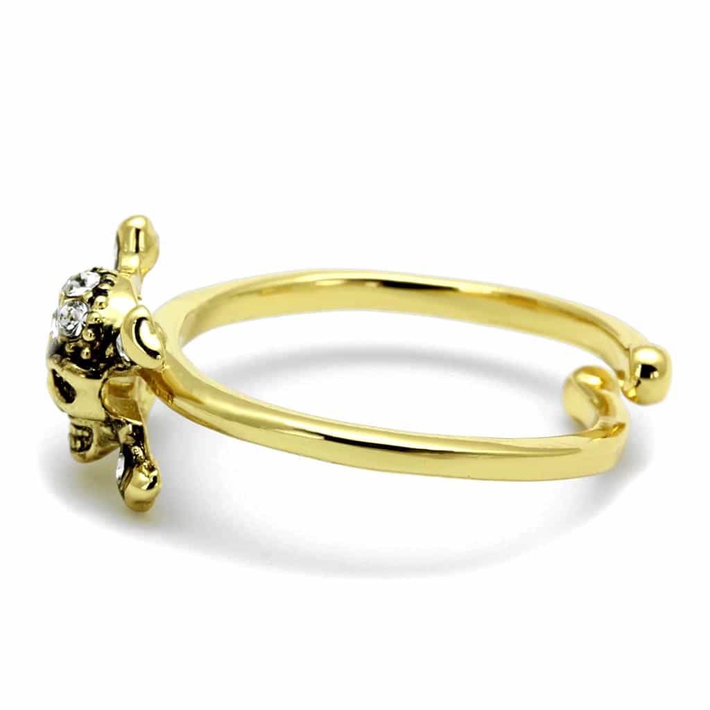 Brass Gold CZ Skull Crossbones Toe Ring | The Stainless Jewelry view 3