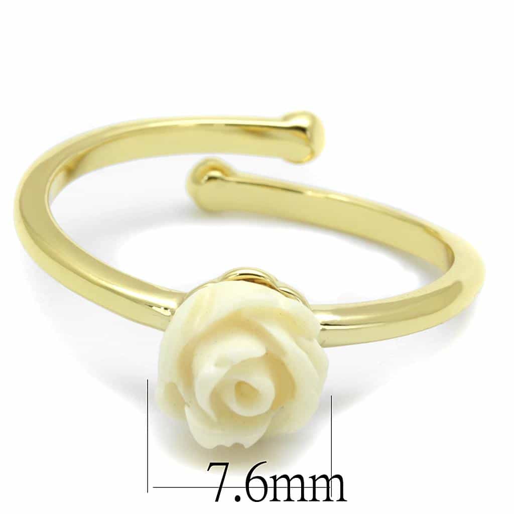 Brass Gold White Resin Rose Flower Toe Ring view 2