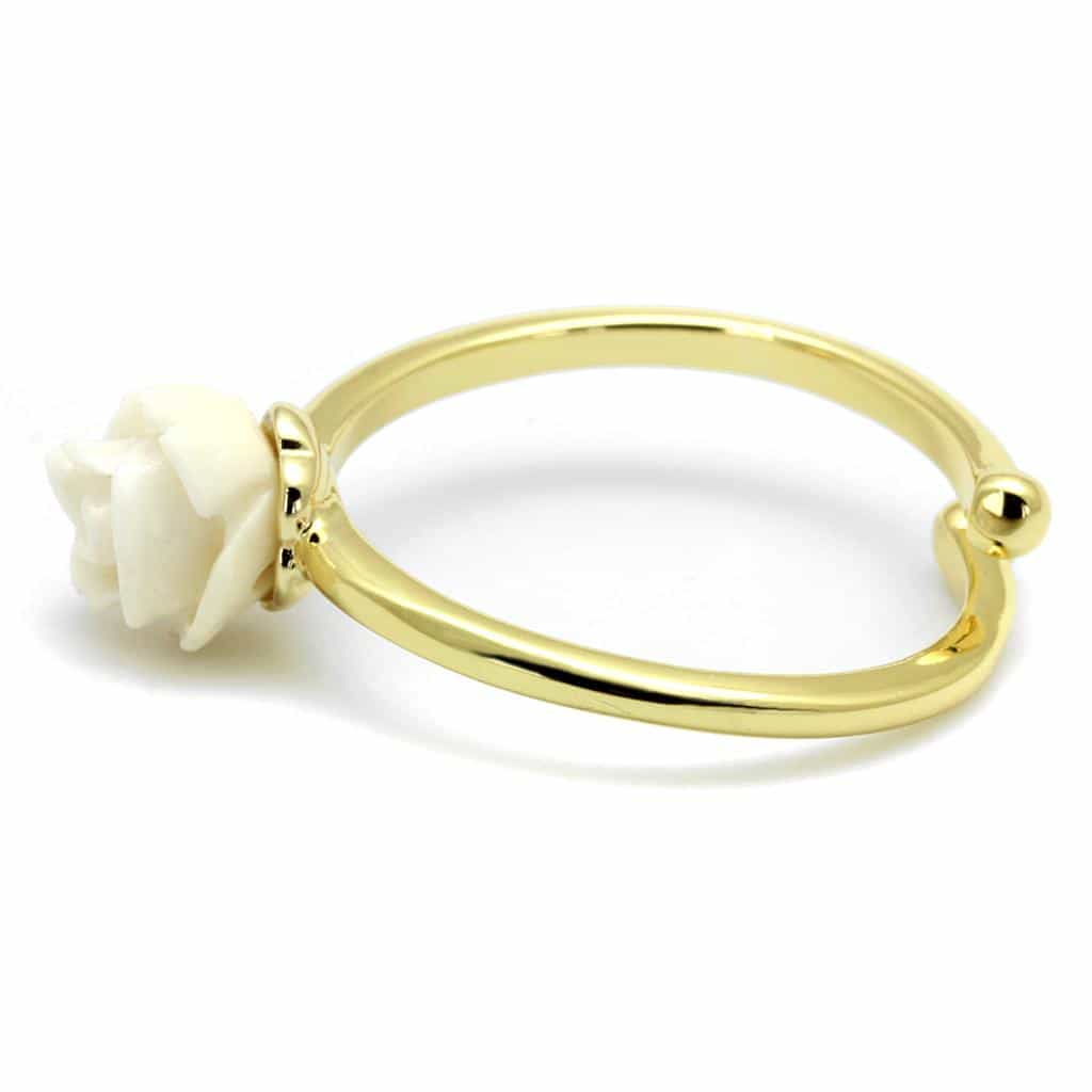 Brass Gold White Resin Rose Flower Toe Ring view 3