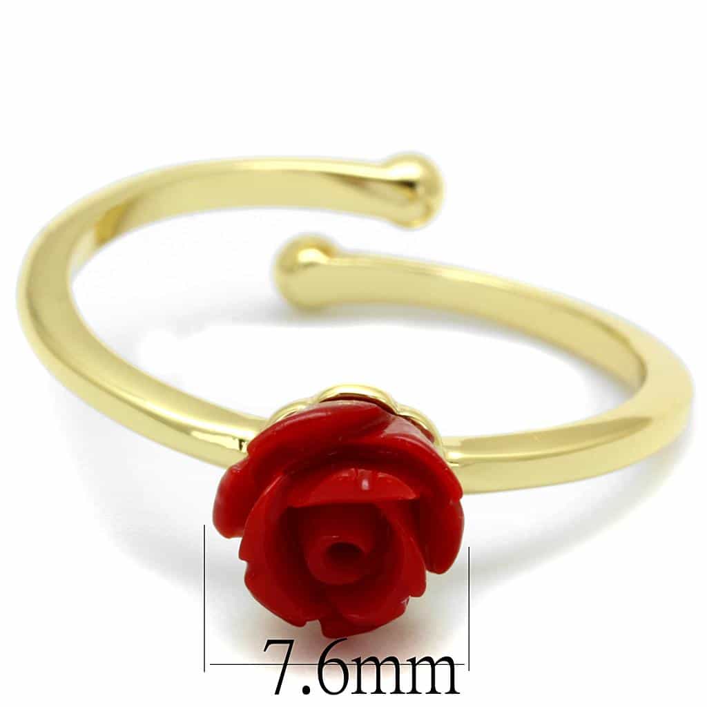 Brass Gold Red Resin Rose Flower Toe Ring | The Stainless Jewelry view 2