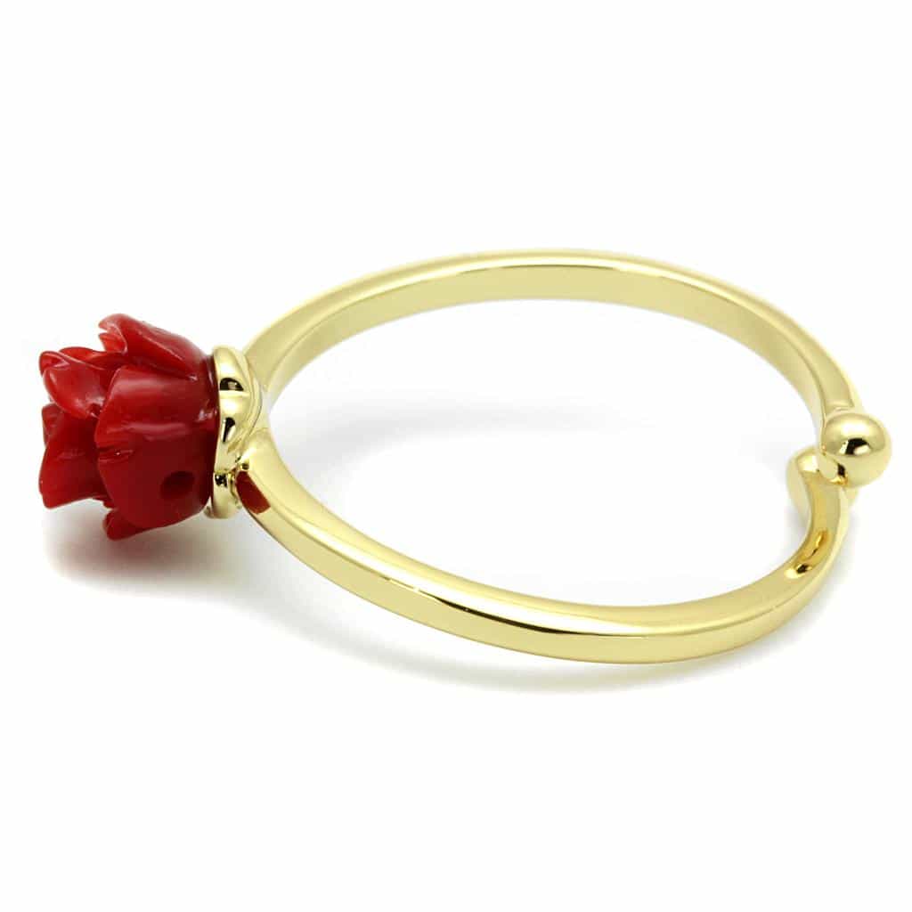 Brass Gold Red Resin Rose Flower Toe Ring | The Stainless Jewelry view 3
