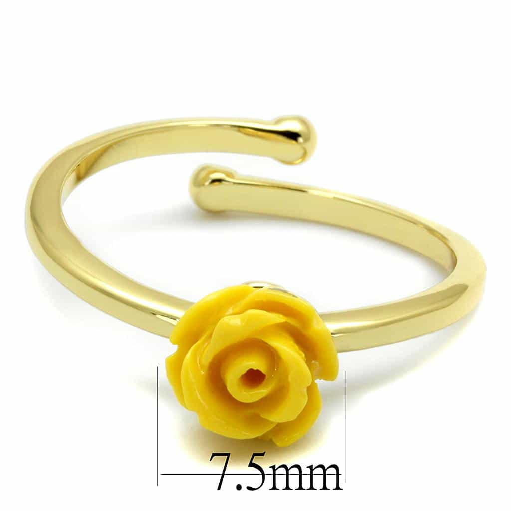 Brass Gold Yellow Resin Rose Flower Toe Ring view 2