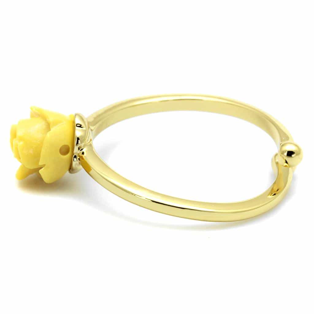 Brass Gold Yellow Resin Rose Flower Toe Ring view 3