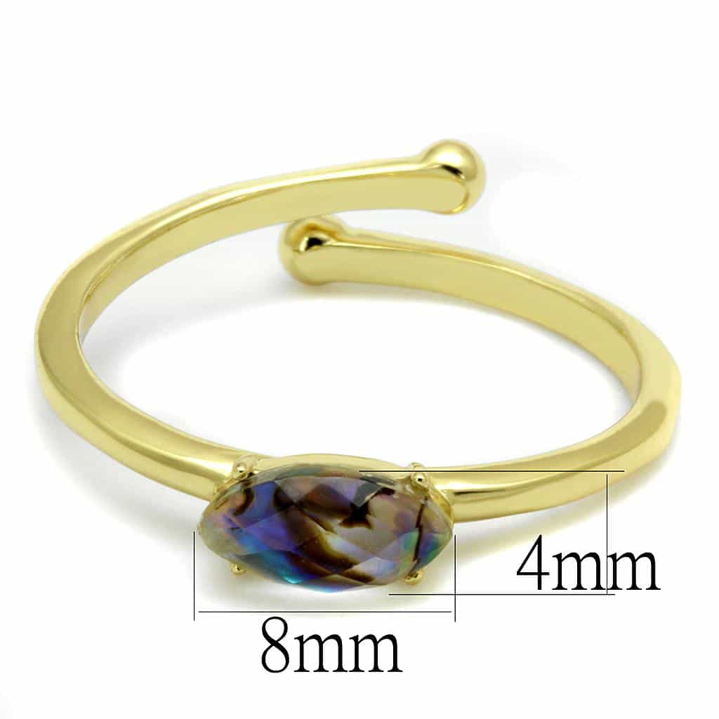 Brass Gold Abalone Shell Marquise Solitaire Toe Ring view 2