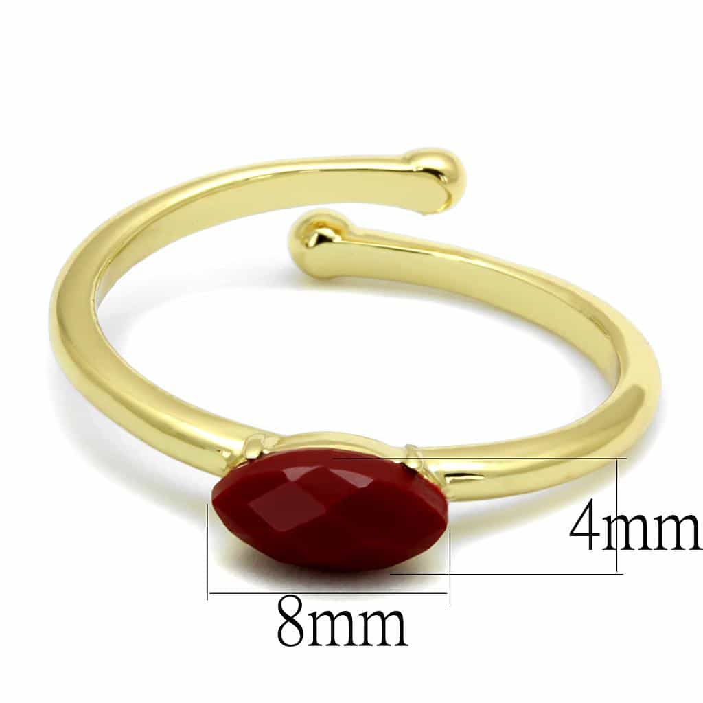 Brass Gold Red Faceted Marquise Solitaire Toe Ring view 2