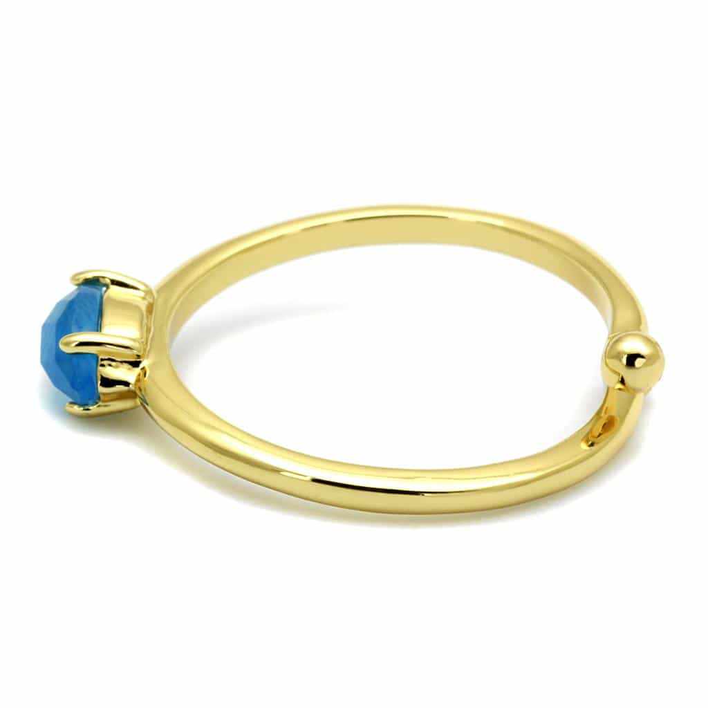 Brass Gold Blue Cat Eye Marquise Solitaire Toe Ring view 3