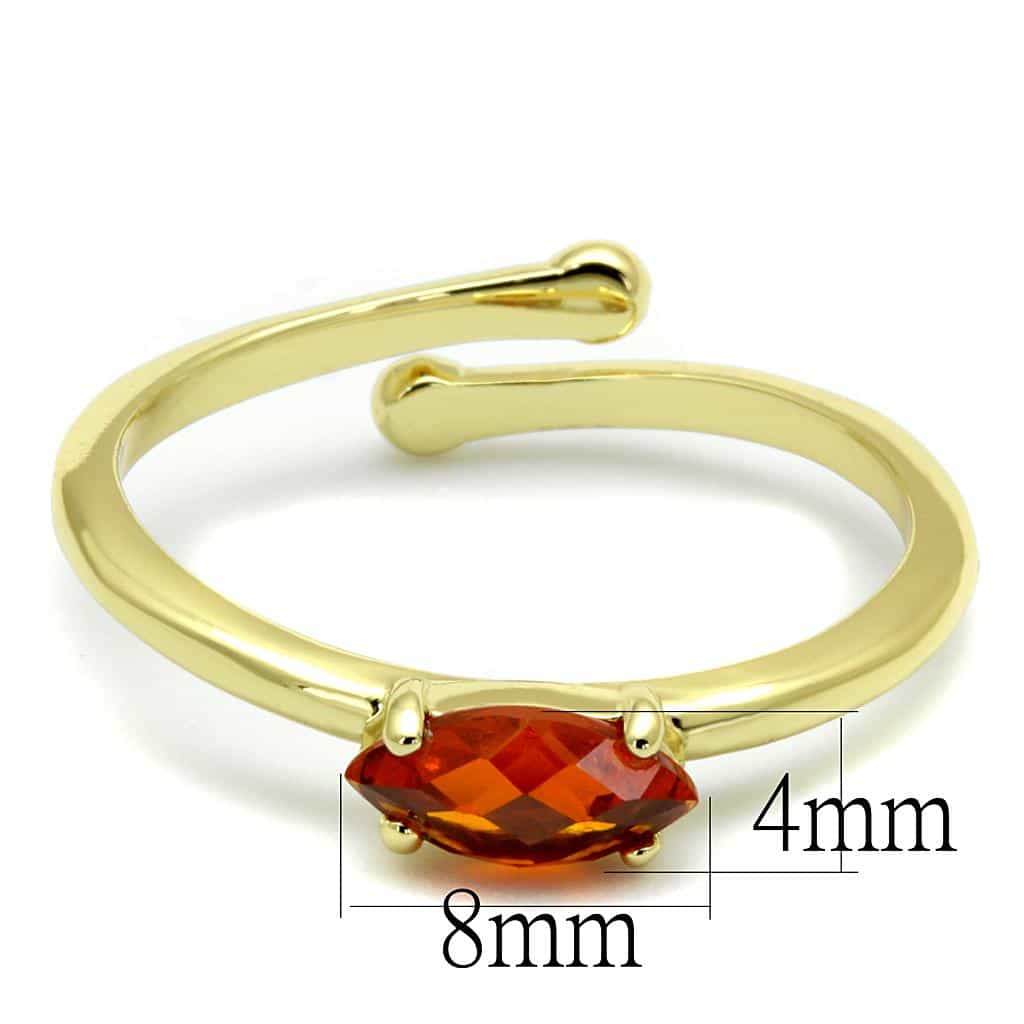 Brass Gold Orange Marquise Solitaire Toe Ring view 2