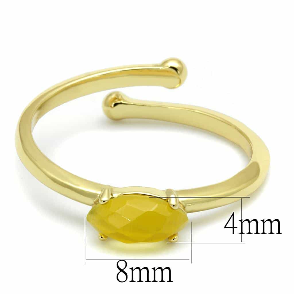 Brass Gold Yellow Cat Eye Marquise Solitaire Toe Ring view 2
