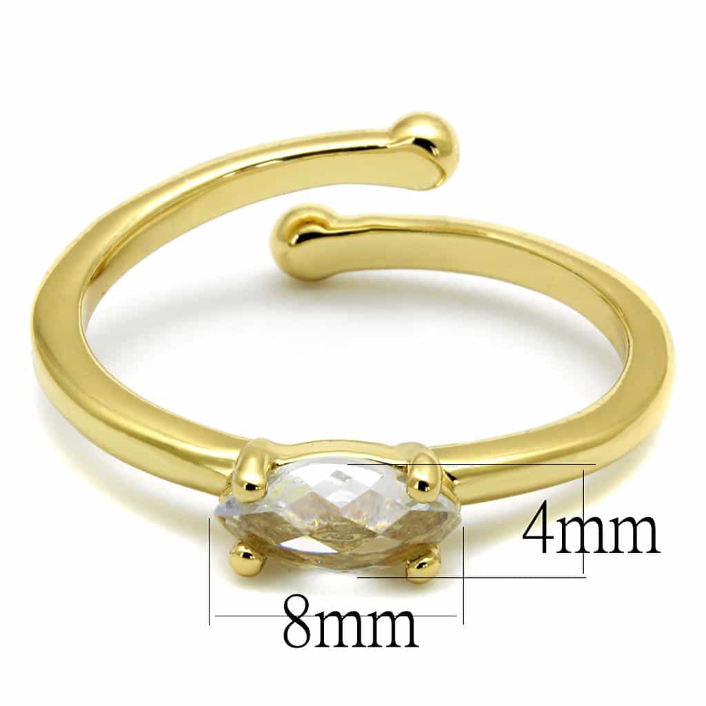 Brass Gold Clear Marquise Solitaire Toe Ring view 2